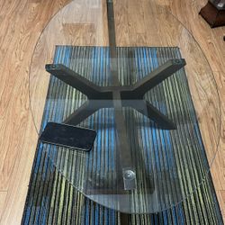 Glass And Cognac Coffee Table And 1 Side Table