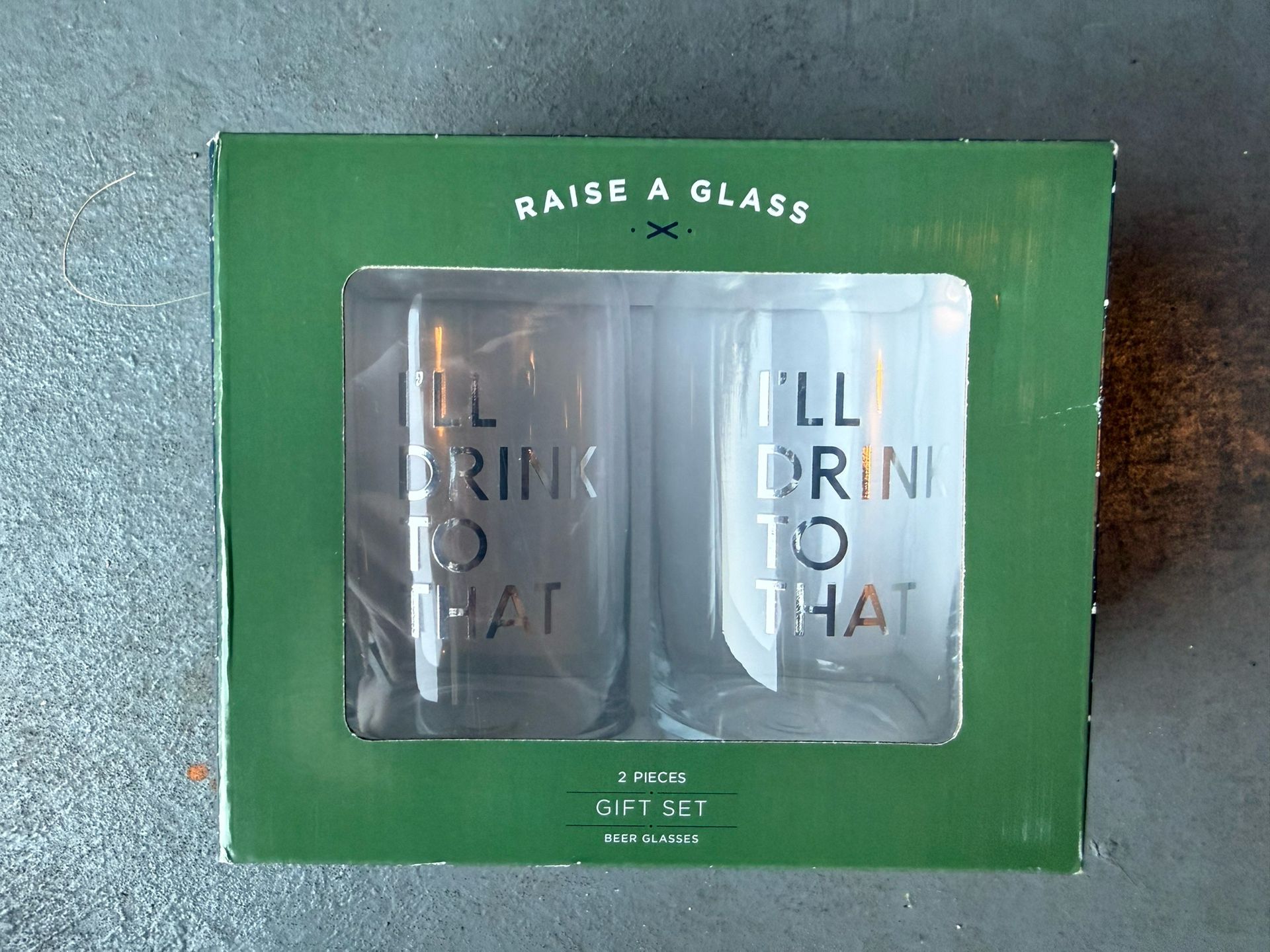 I’ll Drink to That” Beer Glass Gift Set – Brand New