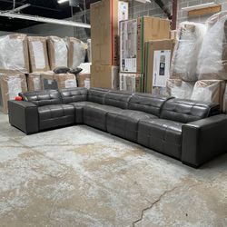 Cheers Ivy 6-piece leather power reclining sectional with power headrests