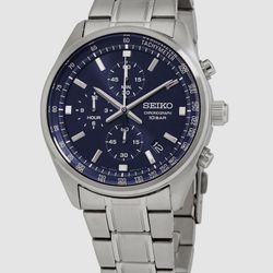Seiko Men's Chronograph Quartz Watch SSB377P1 with Blue Dial