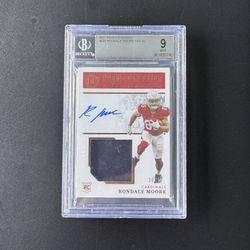 2021 PANINI ENCASED RONDALE MOORE ROOKIE CAP PATCH RC RPA /50 BECKETT BGS 9