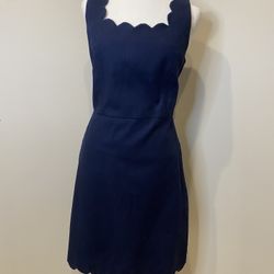 J Crew Scalloped Blue Dress