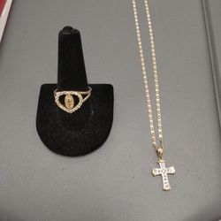JEWELRY BUNDLE  - Pendant Chain 14k 5.1g + Ring 14k 3.3g Sz 11
