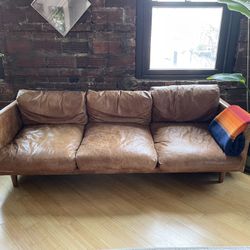 Warn, Mid Century Leather Couch. 