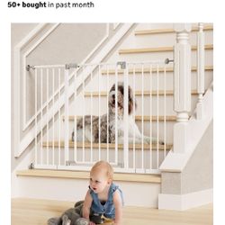 InnoTruth 28.9-49" Baby Gate for Stairs, 30" Tall Extra Wide Pet Gates for Doorways One-Hand Opening, Easy Walk Thru Dual Lock Dog Gates for the House