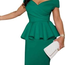 Dresses for Women Vintage Ruffle Peplum Wear to Work Office Business Cocktail Party Pencil Knee Dress

Green