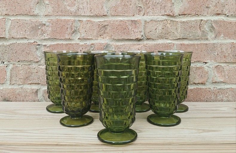 Vintage Colony Whitehall Green Iced Tea Glasses