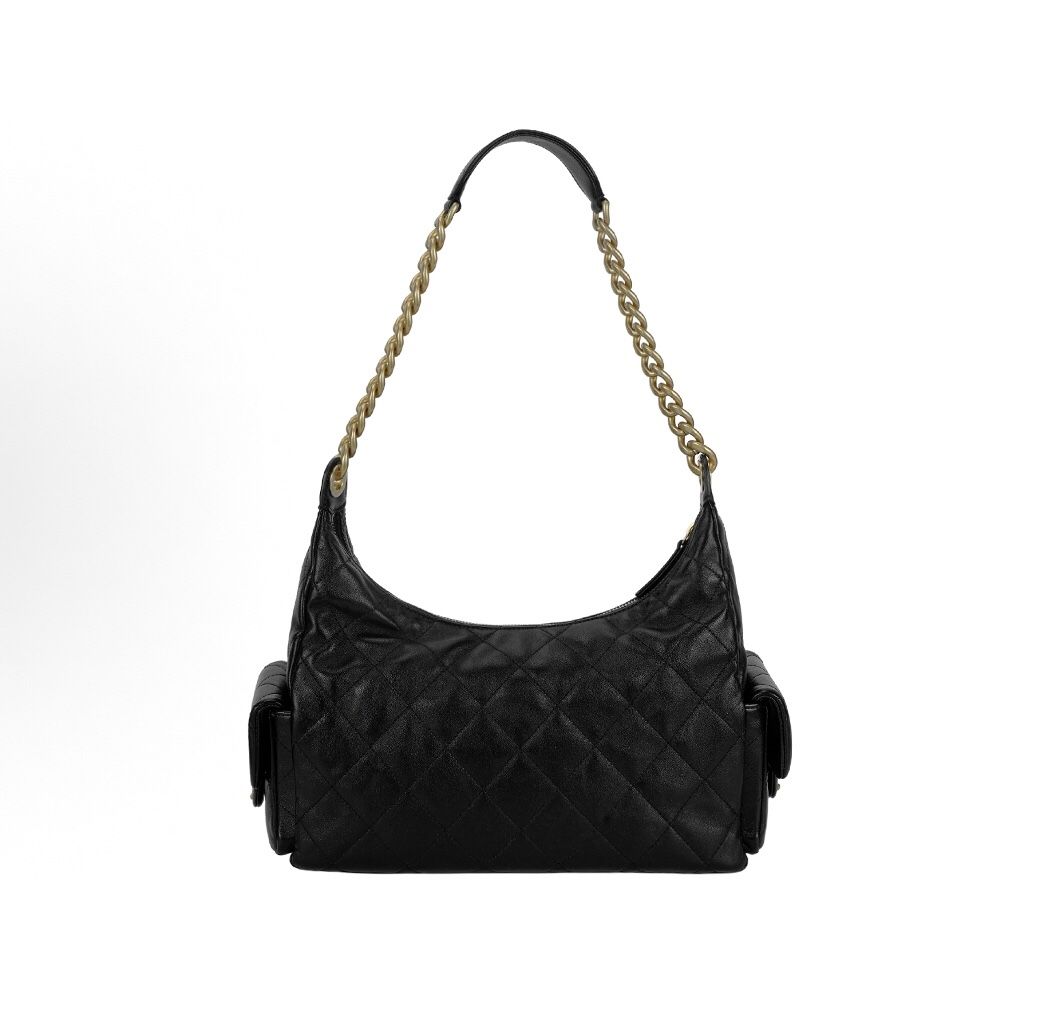 CHANEL 25C diamond gold buckle zipper opening and closing sheepskin handbag shoulder bag(50)66