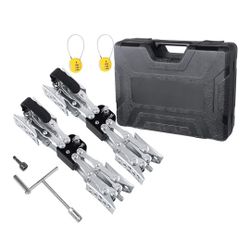 X-Shaped RV Stabilizer Wheel Chock (Allow Drill Adjust) Dual Axel RV Travel Trailer Camper Tire While Camping -2 Pack