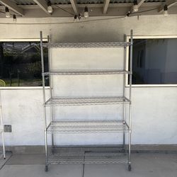 5-Tier Chrome Wire Shelving Unit with Wheels