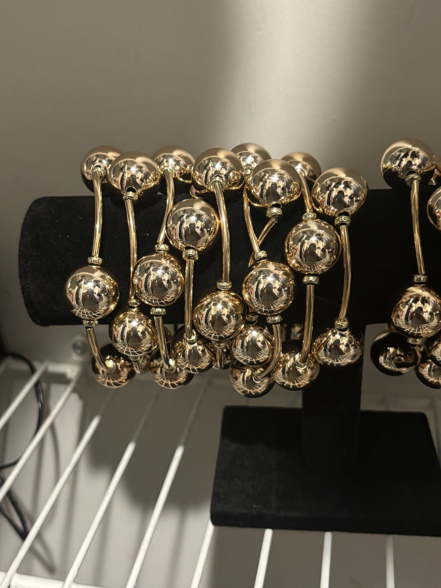 Large Gold Gumball Bracelets  With Gold Wire in Between Bracelets New SET OF 4