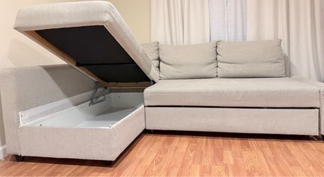 Light Gray Sectional Sofa with Storage Chaise