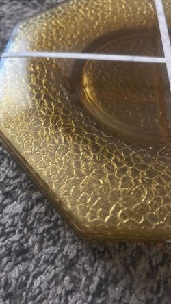 Amber Crackle Glass Plates