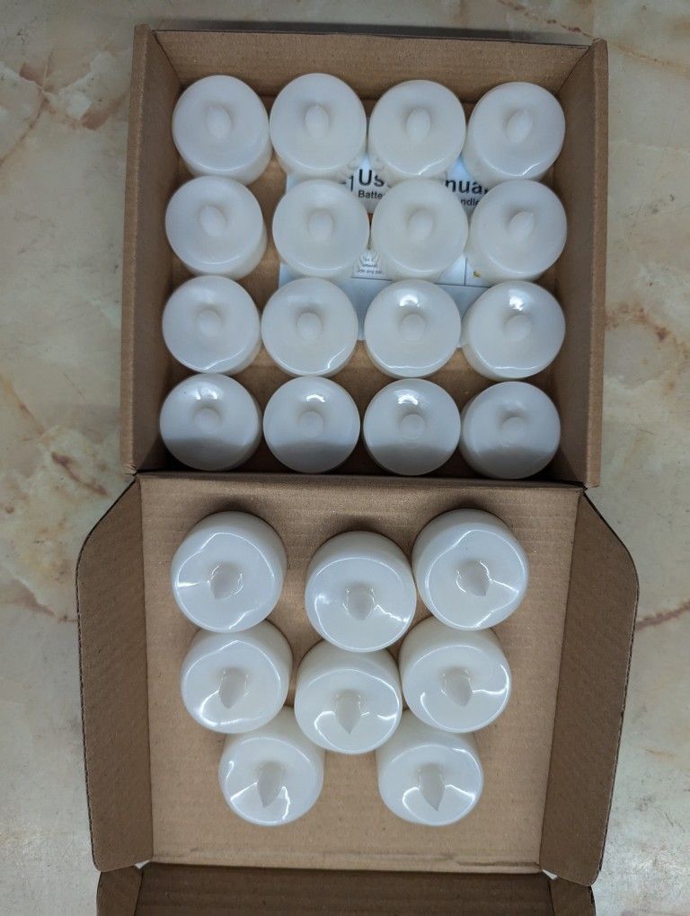 LED Tealights, Set of 24 and Glass Holders (12)