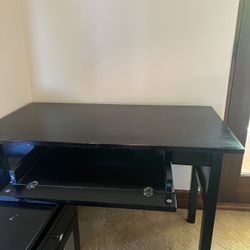 Desk- Black With File Drawer Key Board Tray