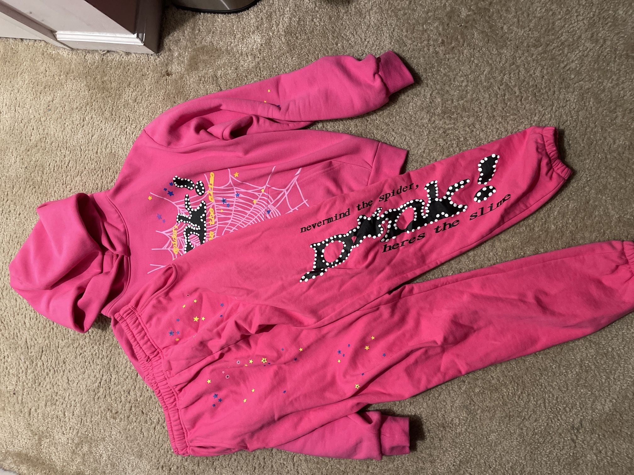 Pink Sp5der Hoodie Set 