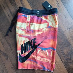 Size Medium Nike Swoosh Men’s Organic Distortion Alumni Sweat Shorts - Loose Fit / At Knee Length