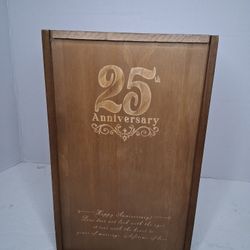 Set of 2 Champagne Toasting Glasses in wood box, 25th anniversary new selling for only $20