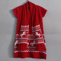 Red Dress With Scarf For Girl Size 14