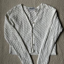 Absolutely Cotton Knit Cardigan – Women’s Medium (White)