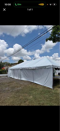 Large White Frame Tent with Sidewalls