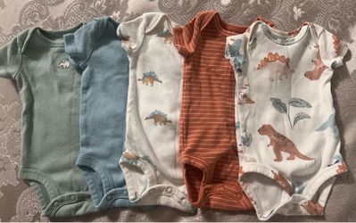 Baby Boys 5-Pk. Cotton Short-Sleeve Dinosaur Bodysuits
