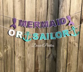 Mermaid or Sailor Gender Reveal Banner