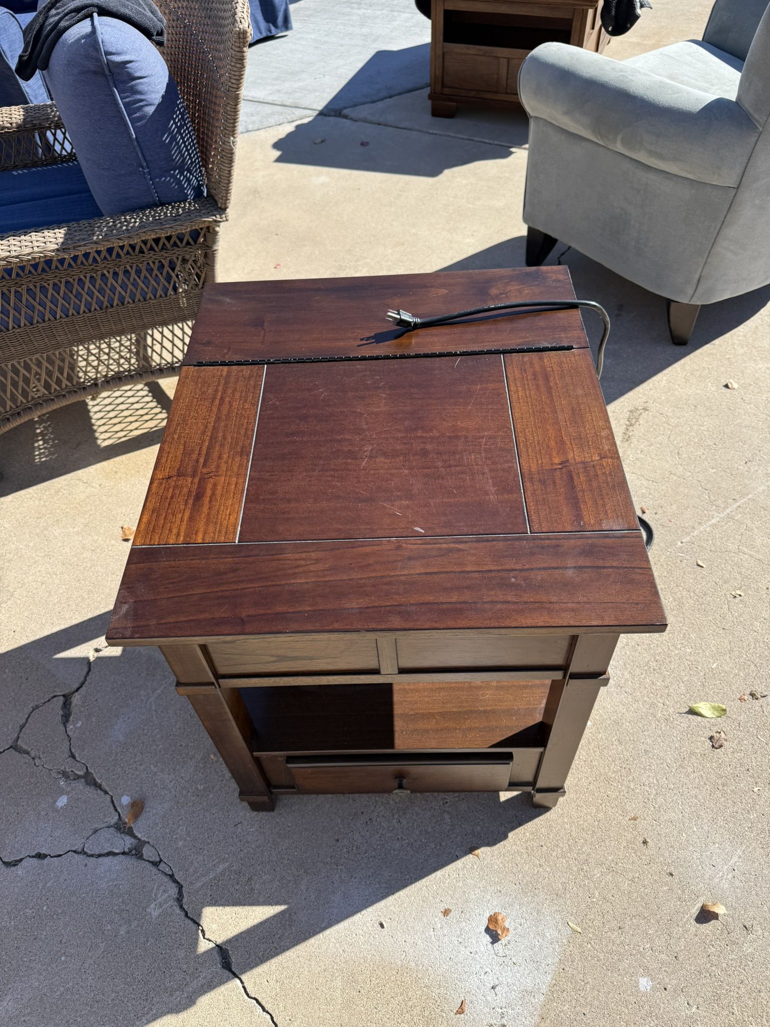 Wood End Table - With Power Inside