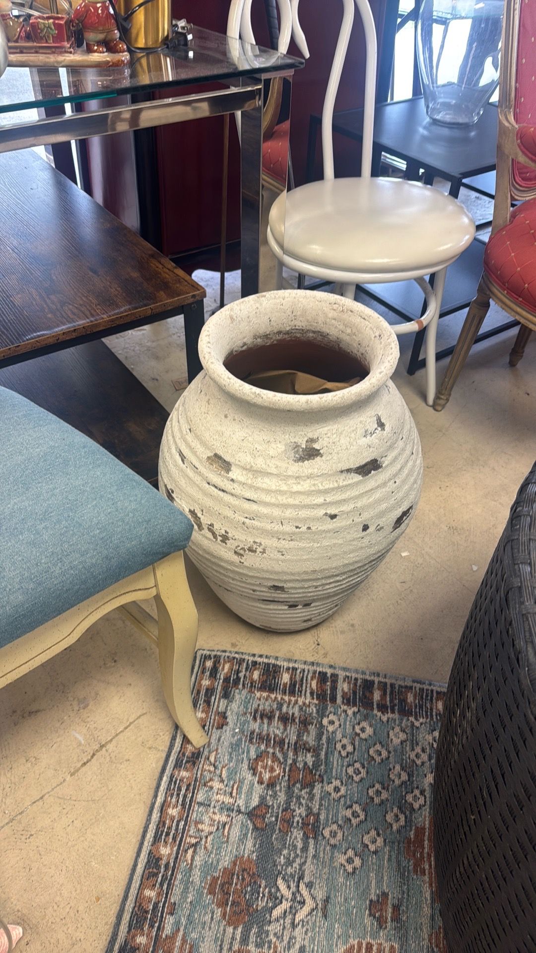 Distressed floor vase