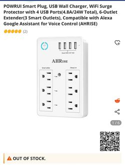 AHRISE WiFi Surge Protector with 4 USB Ports
