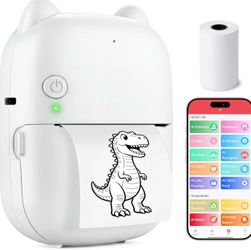 Smart Al Voice Printer with App, Mini Inkless Portable Printer with 1 Roll Paper Al Creative Printing for Kids' Gifts, DIY Crafts, Study Notes, Pictur