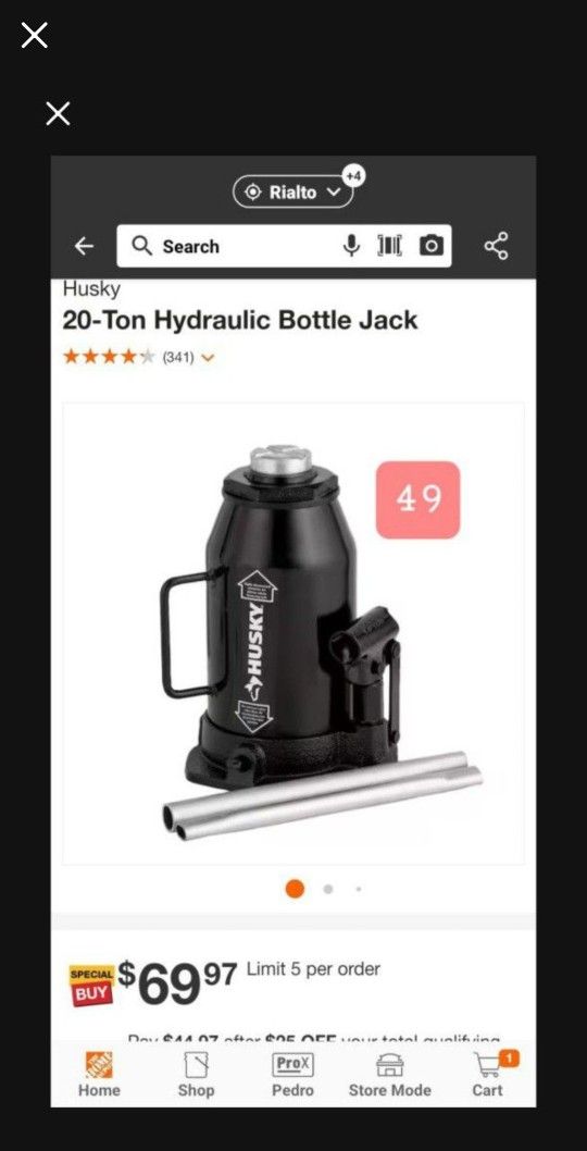 Husky Ton Bottle Jack Manual Free Delivery
