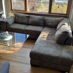Brown faux suede couch