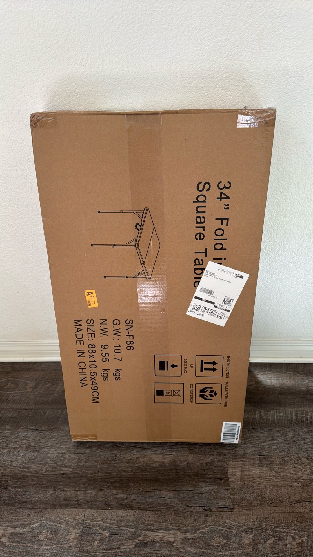 34" Fold In Half Square Table