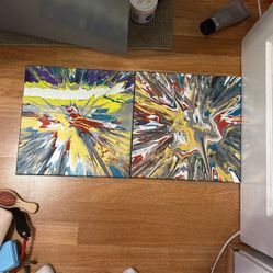 2 Or 1 Hand Made Spin Art Painting