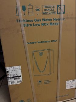 Outdoors, tankless water heater