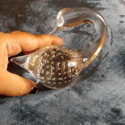 GORGEOUS Clear Art Glass Bullicante 5" Swan Paperweight.

