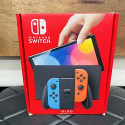 Nintendo Switch Oled Model With Neon Red And Neon Blue Joy Con  ( Brand New )