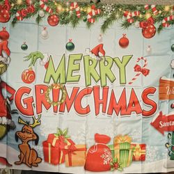 Merry Grinchmas backdrop new in package