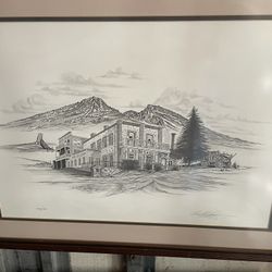 Framed Landscape Drawing 