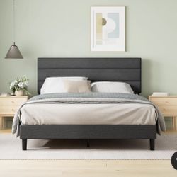 King Piper Upholstered Platform Bed With Horizontal Paneled Headboard