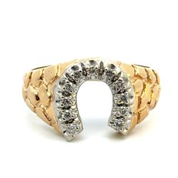 Men’s 10k Yellow Gold Nugget Horseshoe Ring Size 11.5 GP3124183