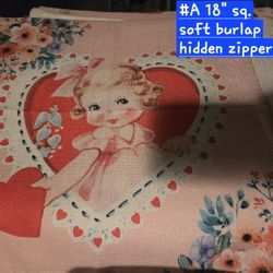 Burlap  Valentines Pillow Cover