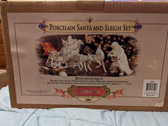 2001 Grandeur Noel Porcelain Santa & Sleigh Set