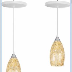 Kiven Instant Light Conversion Kit for 4/5/6inch Hole, 2 Pack Art Glass Farmhouse Lighting Recessed Can Light Conversion Kit to Pendant with E26 Screw