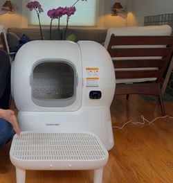 106L Ultra Large Automatic Cat Litter Box with Physical Anti-Pinch Safety with mat and litter step