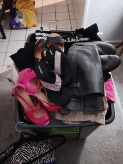 Big Bin Full of Clothing and some Shoes