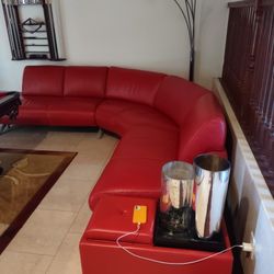 Red Real Leather Couch