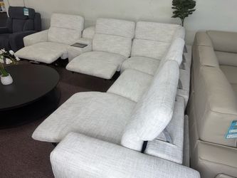 Furniture- Homestage Deluxe 6 pc fabric sectional with 3 touch screen controlled recliners