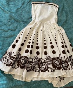 Ruby Rox Brown & White Flower Polka Dot Dress Size 11 with R&K White Cover-Up (Small)